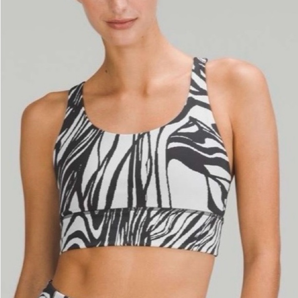 Lululemon 4 Energy Longline Bra Med Support B–D Jacquard Vapor Graphite Grey